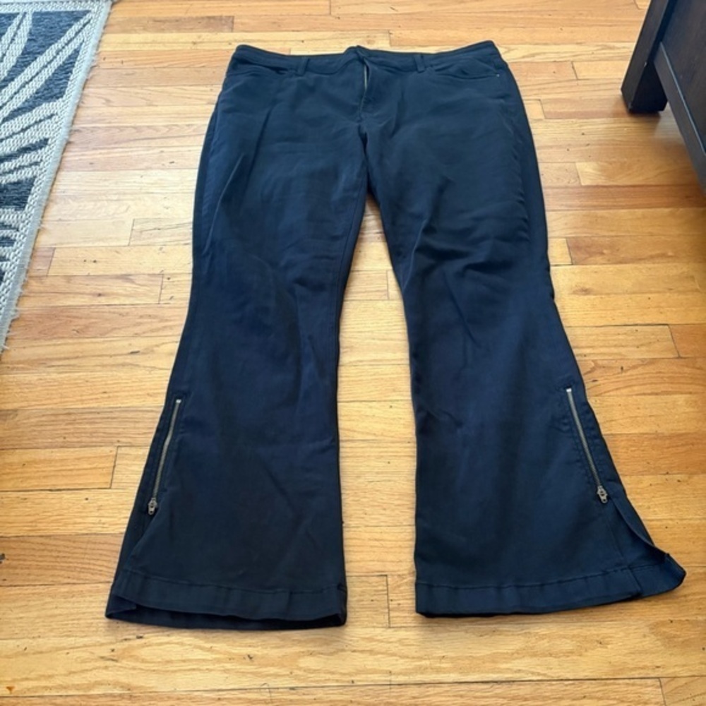 WashLab Black Denim Side Zip Flares Size 18
